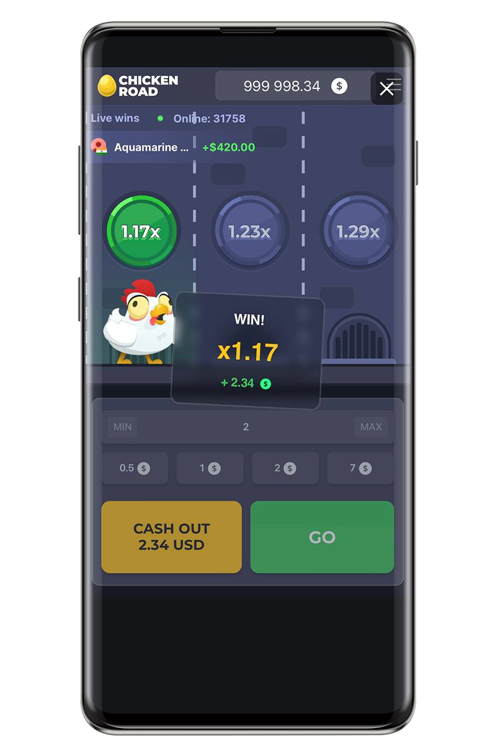 Screenshot van de officiële website van Chicken Road